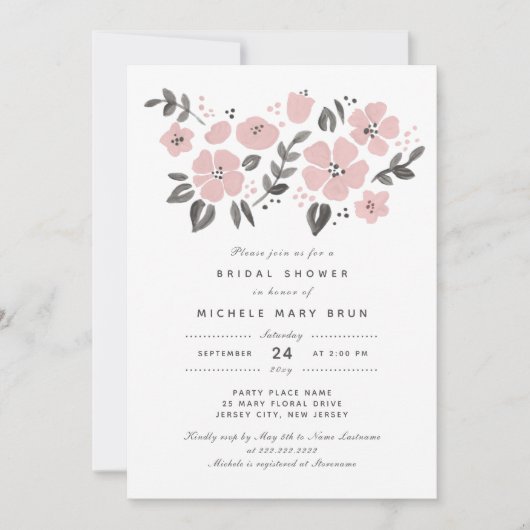  Dusty Blush Pink Floral Vrijgezellenfeest Kaart (Voorkant)