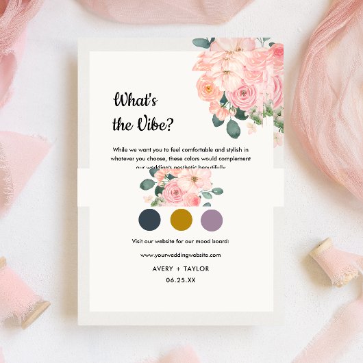 Dusty Blush Pink Floral Wedding  Uitnodigingen Wikkel