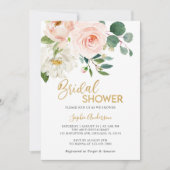 Dusty Blush Pink Gold Floral Vrijgezellenfeest Kaart (Voorkant)