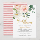 Dusty Blush Pink Gold Floral Vrijgezellenfeest Kaart (Voorkant / Achterkant)