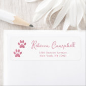 Dusty Blush Pink Paw Print Retouradres Labels (Insitu)