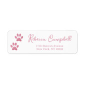 Dusty Blush Pink Paw Print Retouradres Labels (Voorkant)