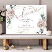 Dusty Blush Pink Rustic Floral Calligraphy Welcome Poster