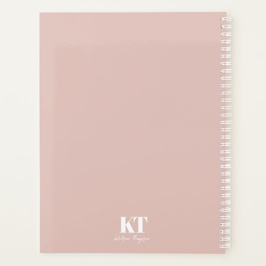 Dusty Blush Pink Signature Script Monogram Modern Planner (Achterkant)