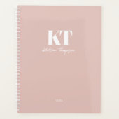Dusty Blush Pink Signature Script Monogram Modern Planner (Voorkant)
