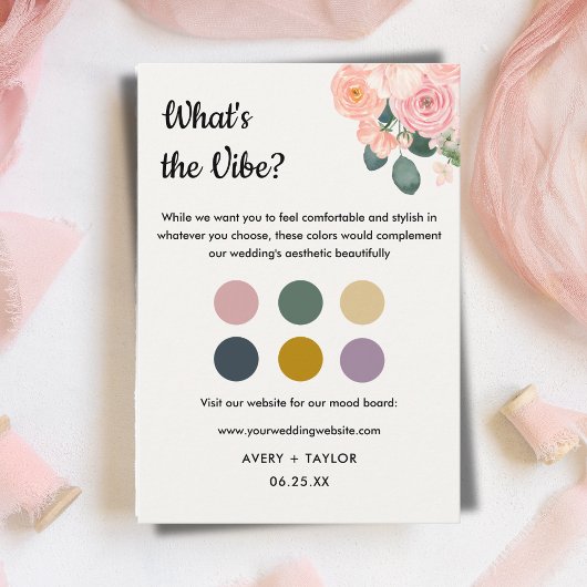 Dusty Blush Pink Wedding Guest Dress Code Card Informatiekaartje