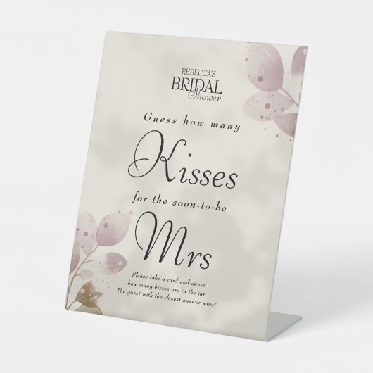 Dusty Blush Raad eens hoeveel kussen Vrijgezellenf Reclamebord Met Voetstuk (Voorkant)