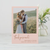 Dusty Blush Romantische Gepersonaliseerde Fotobrui Bedankkaart (Staand voorkant)