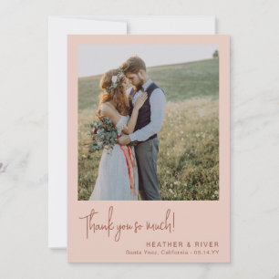 Dusty Blush Romantische Gepersonaliseerde Fotobrui Bedankkaart