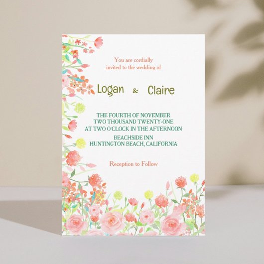 Dusty blush roos boho floral Weddenschap Kaart