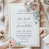Dusty Blush Roos Poppy Floral Greenery Wedding Kaart