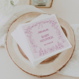 Dusty Blush Roze Meisje Baby shower Toile Floral Servet