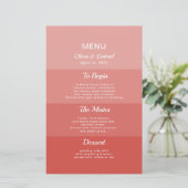 Dusty blush roze Stijlvol bruinbruisend trouwmenu (Staand voorkant)