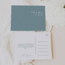 Dusty Boho | Blauw en groen huwelijk Dank u Briefkaart