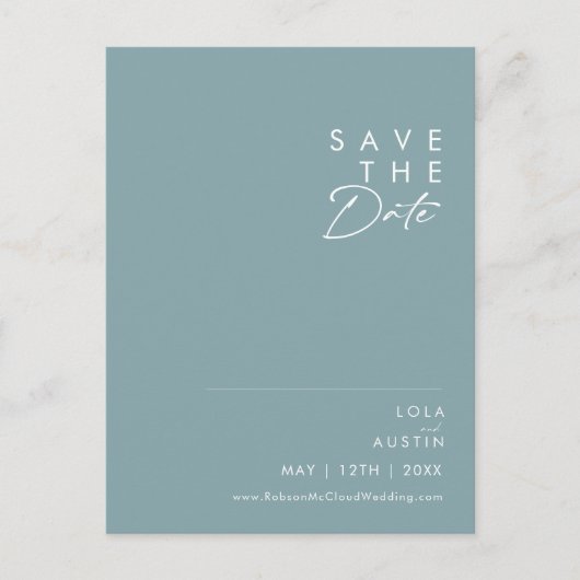 Dusty Boho | Blauw en groen sparen de Datum Uitnodiging Briefkaart (Voorkant)