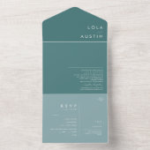 Dusty Boho | Blauw en groen zegel en verzenden All In One Uitnodiging (Binnen)