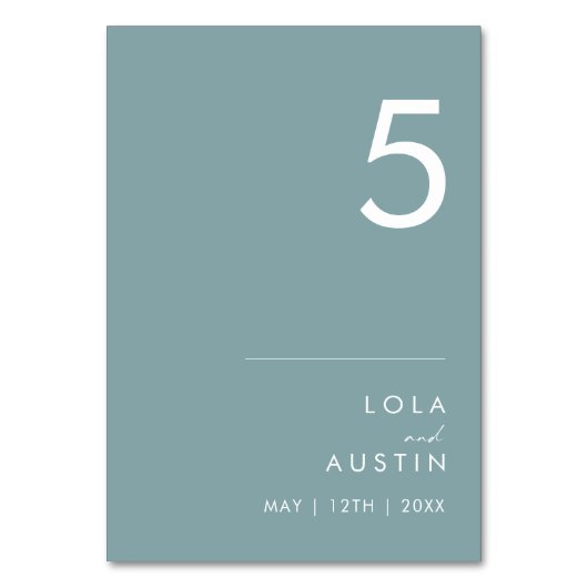 Dusty Boho | Blauw tabelnummer Kaart (Achterkant)