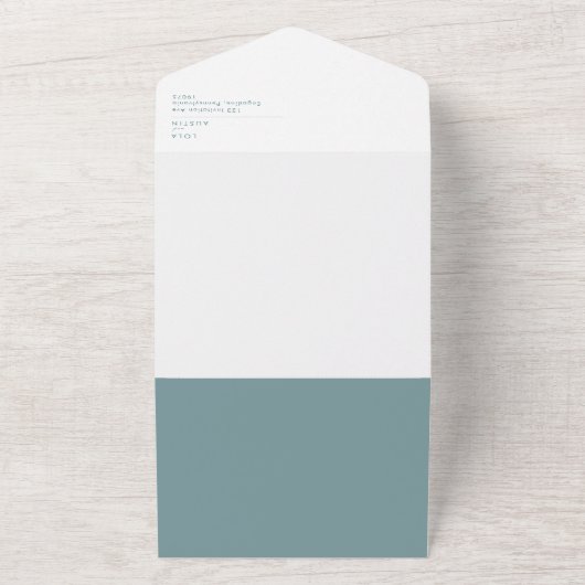 Dusty Boho | Blauwe afdichting en verzend alles in All In One Uitnodiging (Buitenkant)