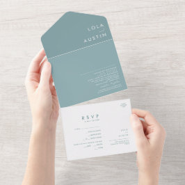 Dusty Boho | Blauwe afdichting en verzend alles in All In One Uitnodiging