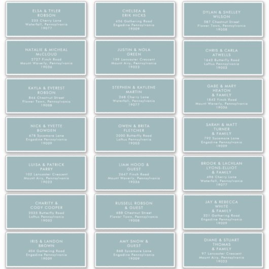 Dusty Boho | Blauwe gastAdresetiketten Sticker (Voorkant)