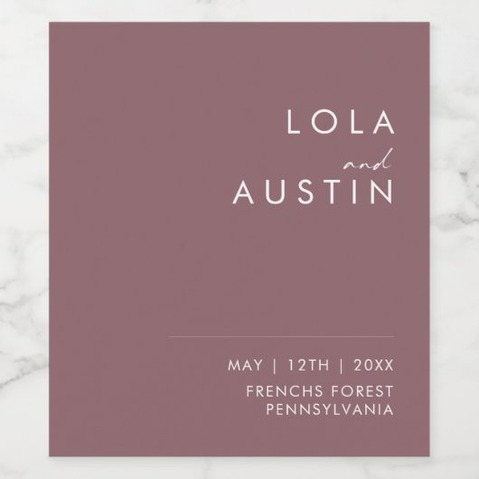 Dusty Boho | Etiket Paarse weddenschappen (Enkel label)