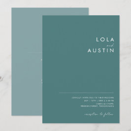 Dusty Boho | Groen en Blauw All In One Bruiloft Kaart