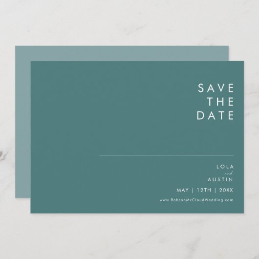 Dusty Boho | Groen en blauw horizontaal sparen de  Save The Date (Voorkant / Achterkant)