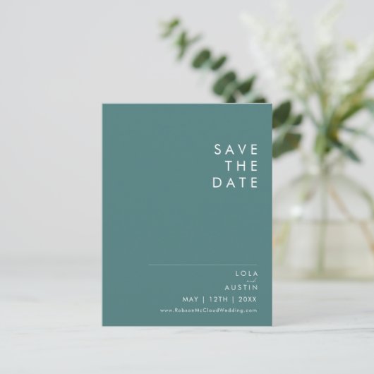 Dusty Boho | Groen sparen de Datum Uitnodiging Briefkaart (Staand voorkant)