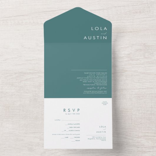 Dusty Boho | Groen zegel en verzenden All In One Uitnodiging (Binnen)