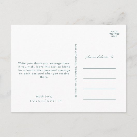 Dusty Boho | Groene bruiloft Dank u Briefkaart (Achterkant)