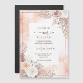 Dusty Boho Light roze rozen bruiloft Magnetische Uitnodiging (Voorkant / Achterkant)