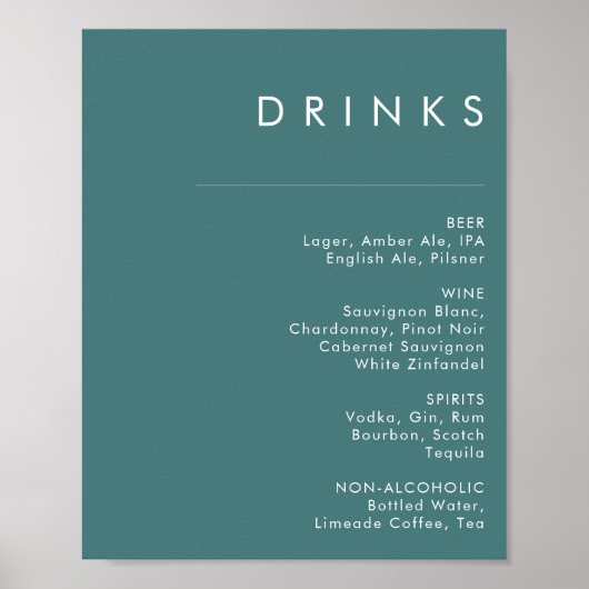 Dusty Boho | Onderteken van het menu Drinken voor Poster (Voorkant)
