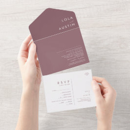 Dusty Boho | Paars zegel en verzenden All In One Uitnodiging
