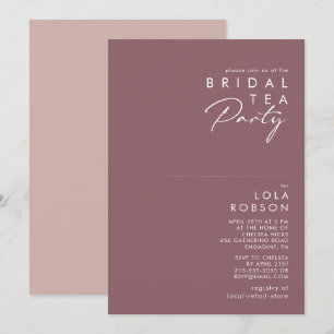 Dusty Boho Paarse en Roos Bridal Tea Party Kaart