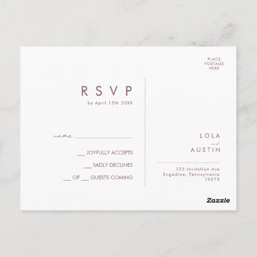 Dusty Boho | Roos- en Paars-weddenschap-RSVP-Brief Briefkaart (Achterkant)