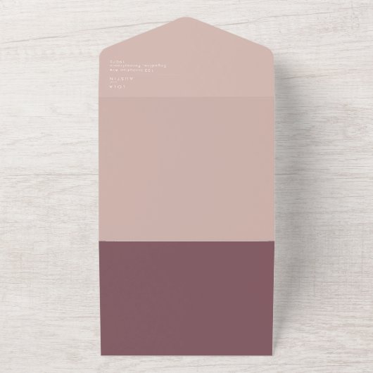 Dusty Boho | Roos en Paars zegel en verzenden All In One Uitnodiging (Buitenkant)