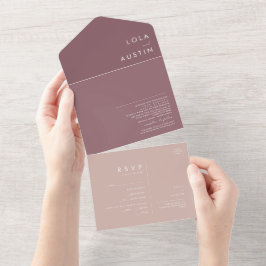 Dusty Boho | Roos en Paars zegel en verzenden All In One Uitnodiging