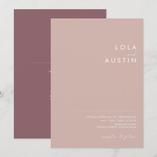 Dusty Boho Roos en Paarse All In One Bruiloft Kaart