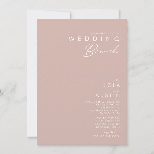 Dusty Boho | Roos en Paarse bruiloft Brunch Kaart (Voorkant)