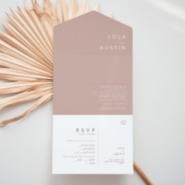 Dusty Boho | Roos en Paarse verbinding en verzend  All In One Uitnodiging