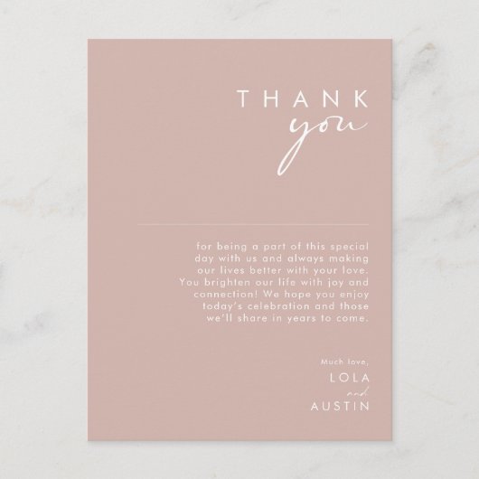 Dusty Boho Roos & Paarse ontvangst Dank je wel Briefkaart (Voorkant)