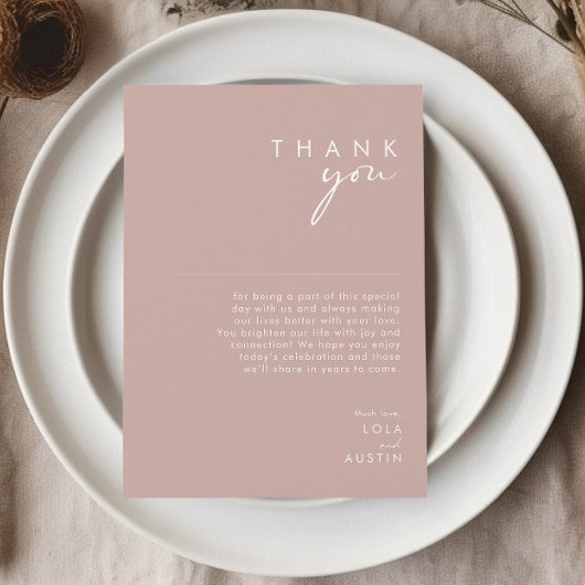 Dusty Boho Roos & Paarse ontvangst Dank je wel Briefkaart