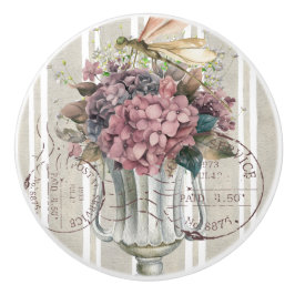 Dusty botanical artwork Stripes and stamps cute Keramische Knop
