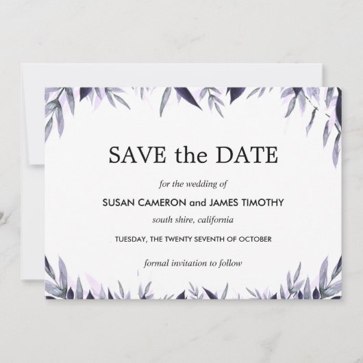 Dusty Botanical Floral Wedding Sla de datum op Save The Date (Voorkant)