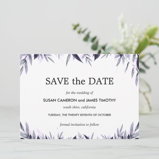 Dusty Botanical Floral Wedding Sla de datum op Save The Date (Staand voorkant)