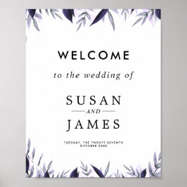 Dusty Botanical Floral Wedding Wedding Sign Poster