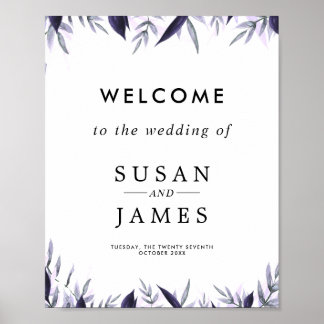 Dusty Botanical Floral Wedding Wedding Sign Poster