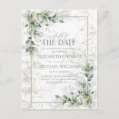 Dusty Botanical Greenery Gold Delay The Date Briefkaart (Voorkant)