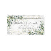 Dusty Botanical Greenery Gold Marble Address Etiket (Voorkant)