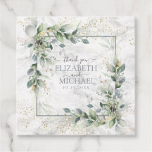 Dusty Botanical Greenery Gold Marble Wedding